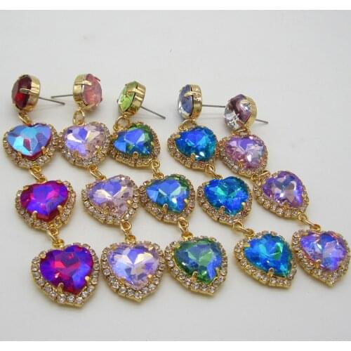 Minimalism Heart Luxury Crystal Stone Long Dangle Earrings for Women 2021 Wedding Engagement Jewelry Bridal Drop Earring Aretes