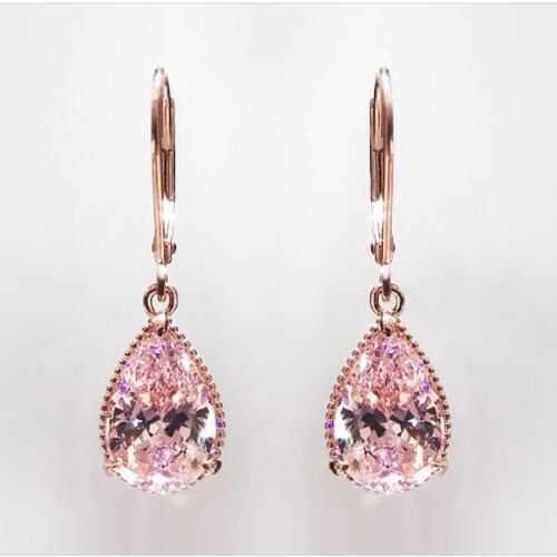Real 14K Rose Gold Diamond drop Earring for Women Pink Topaz Gemstone oorbellen Bizuteria 14K Garnet Earring bijoux Orecchini