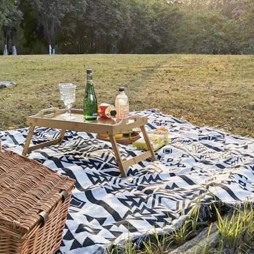 Picnic Cloth Camping RV Blankets Outdoor Rugs Sofa Bed Throw Blanket Air Condition Knitted Rugs Beach Towel Mats 2 side Print