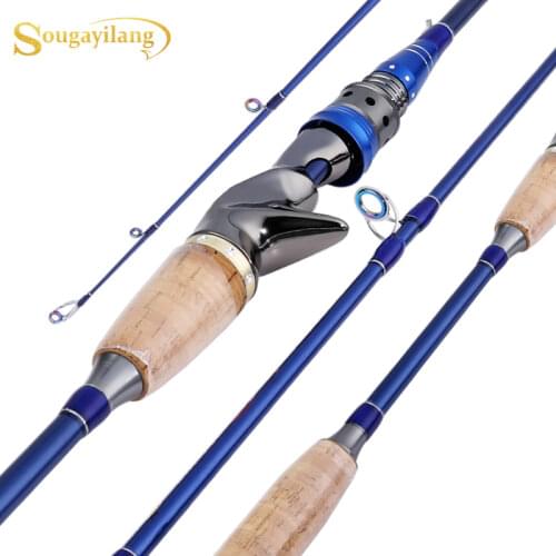Sougayilang Fishing Rod 2.1m 2.4m Portable 4 Section Fishing Rod Ultralight Carbon Fiber Spinning/Casting Travel Rod