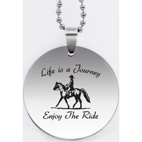 Ufine jewelry horse riding pendant army card life is a journey Enjoy the ride stainless steel customed necklace N4506