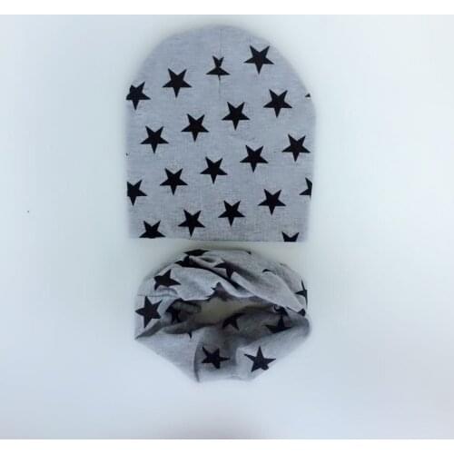 Spring summer infant star army men cap bonnet Baby Hat Girl Boy Kid Beanie bonnet Children Collar Scarf set baby cap