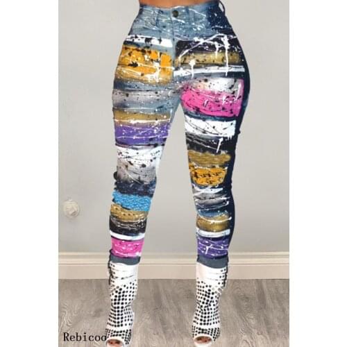New Autumn Winter Women Leggings Fashion Colorful Print High Waist Trousers Casual Street Wear Women Elastic Pencil Pants