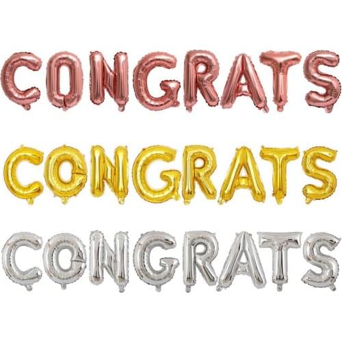 1set 16inch Gold Rose Gold Congrats Globos Congratulation Letter Foil Balloons Graduation Ceremony Party Decorations Supplies