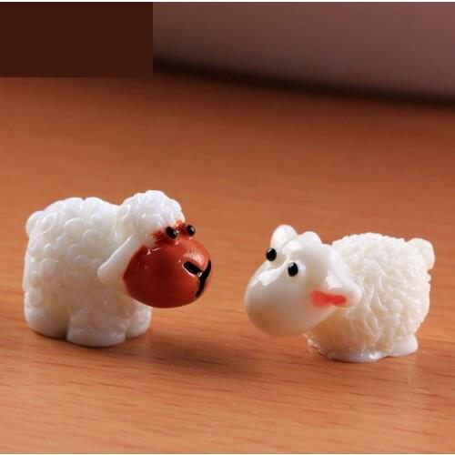 10 Pcs Lovers Sheep White Sheep Lamb Moss Micro Landscape Ornaments Resin Ornaments Garden Decoration Miniature Garden