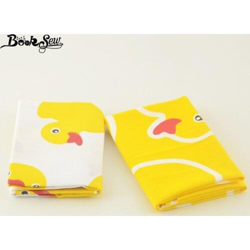 100% Cotton Twill Fabric Booksew Fat Quarter 2pcs 50X100cm Tissue Yellow Duck Design Sewing Cloth For Baby Patchwork Bedding