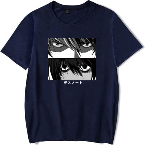 2021 Japanse Anime Death Note Lawliet Print Cartoon Men Women T-shirt O-neck Harajuku Tops Unisex Plus Size Regular Tee