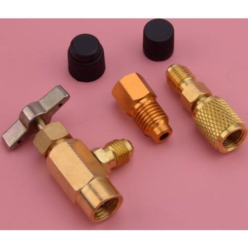 5pcs 1/4SAE 1/2" ACME-LH Refrigerant Special Can Bottle Tap Valve Adapter Fitting Kit Replacement Car Fit for R1234yf R134a R12