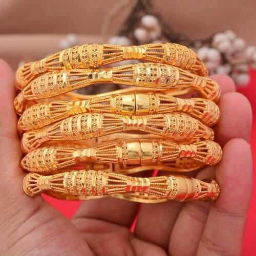 6pcs/Lot Flower Bangles For Women Dubai Bangles&Bracelet Ethiopian Bangles African Wedding Jewelry Arab Middle East