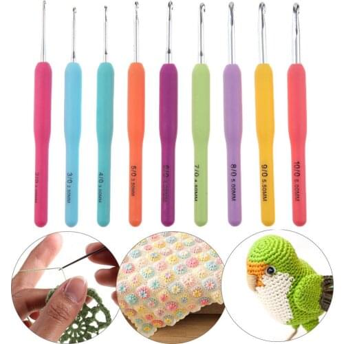 8/9pcs Colorful Soft Plastic Handle Alumina Crochet Hooks Knitting Needles Set 2.5-6mm Crochet for Weave Sewing Needles Tool