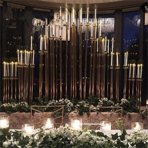 New style 5pcs)10 arms candelabra Beautiful wedding gift for crystal metal candle stands senyu2197
