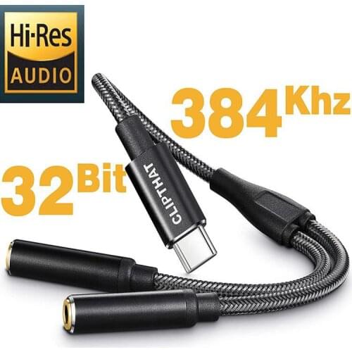 Type-C to Dual 3.5mm Audio Jack Adapter DAC for iPad Pro 2020 2019USB, Samsung S20 Ultra, Note 20 10, MacBook Por Air, Splitter