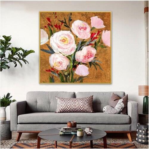 EECAMAIL 5D DIY Full Diamond Painting No Frame Gold Leaf Peony Flowers Living Room Porch Hanging Painting Diamond Embroidery