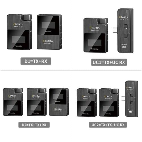 Comica BoomX-D D1 D2 Wireless Digital Microphone 2.4G Transmitter Kit Mini Cellphone Microphone Receiver Video Mic