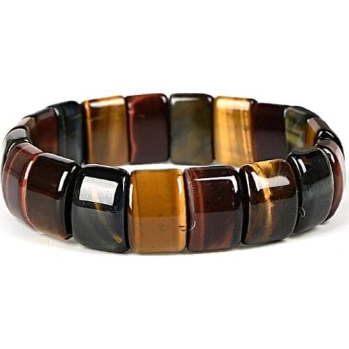 Glittering 10x14mm Black and Golden Square Tiger Eye 6mm Thickness Jewel Making Generous Bracelet 7.5inch Wholesale H198