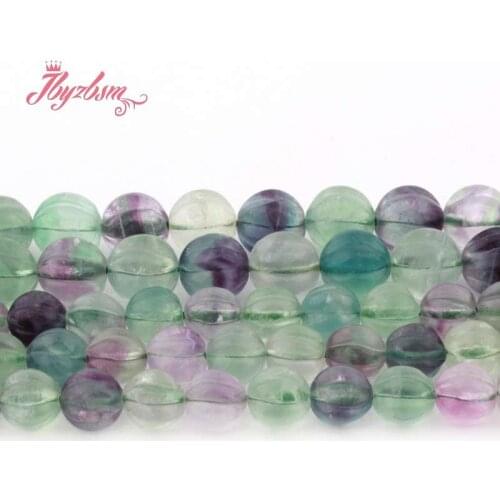 8mm,10mm Smooth Multicolor Pumpkin Fluorite Beads Natural Stone Beads For Necklace Bracelets Jewelry Making 15" Free Shipping