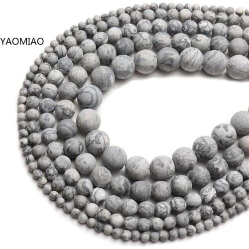 1 Strand/Lot Natural Stone Beads Matte Mapstone Round Spacer 4 6 8 10 12mm Loose Charms Ornamental Findings For Jewelry Making