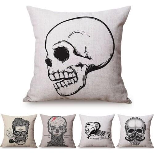 Day of the Dead Simple Skull Cushion Cover Punk Skull Printed Sofa Throw Pillow Cases Bedroom Sofa Home Decoration Drop Shipping