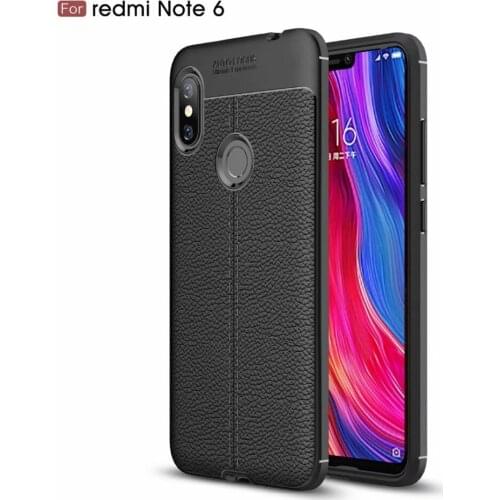 Redmi Note 6 pro Case Hybrid Armor Leather Skin Soft Matte Silicone TPU Case for Xiaomi Redmi Note 6 pro Phone Cover Protector