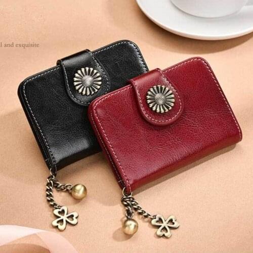 Genuine Leather 20 Bits Card Case Business Card Holder Women Credit Passport Card Bag Mini Wallet Small Drivers License Package