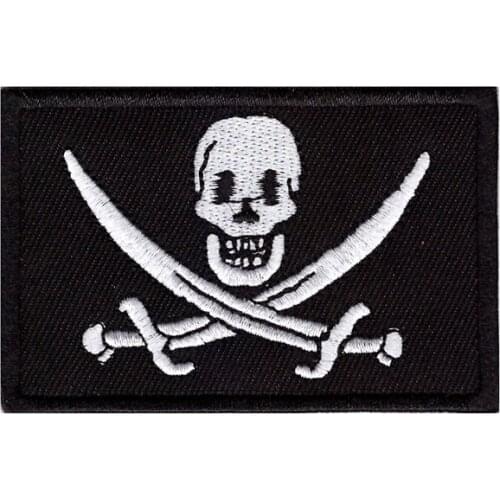 Skull and pirate sword logo Captain Jack Embroidered iron on patch