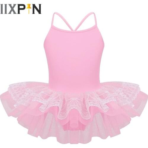 IIXPIN Dance Kids ballet tutu 3-ply tulle and a layered lace ballet dress for girls Ballet Dance Gymnastics Leotard Tutu Dress
