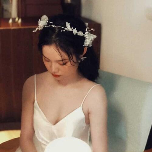 Silk Gauze Flower Headband Gauze Wreath Headdress Bridal Dress Headband Photo Props Sen Super Fairy White Accessories