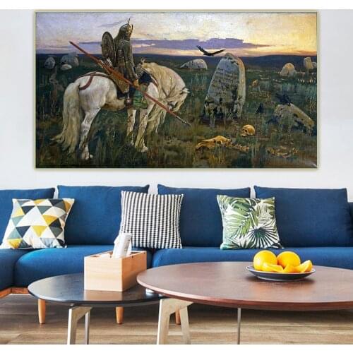 Citon Viktor Vasnetsov《Knight at the Crossroads》Canvas Oil Painting Artwork Poster Decorative Picture Wall Decor Home Decoration