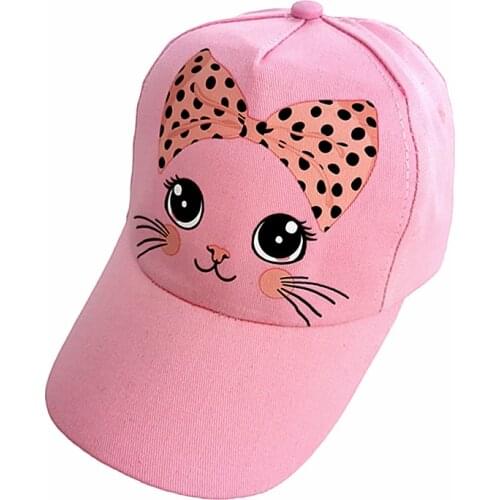 Cute kitty cat with bow tie baby girl hat baseball cap 2-5 years caps summer sun truck hat girls stuff toddler girll hats kids