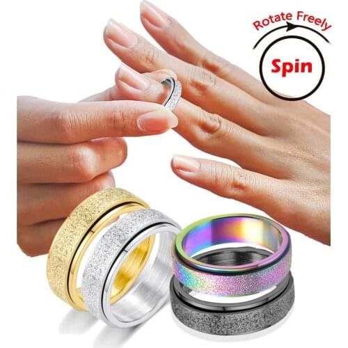 Anxiety Rings For Women Fidget Spinner Rings Punk Rotating Freely Titanium Steel Stress Release Accessories Jewelry Gift For Men