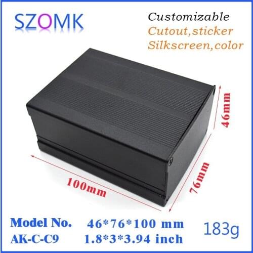 10 pcs, 46*76*100mm extruded aluminum enclosure control box switch box szomk black aluminum project box junction box