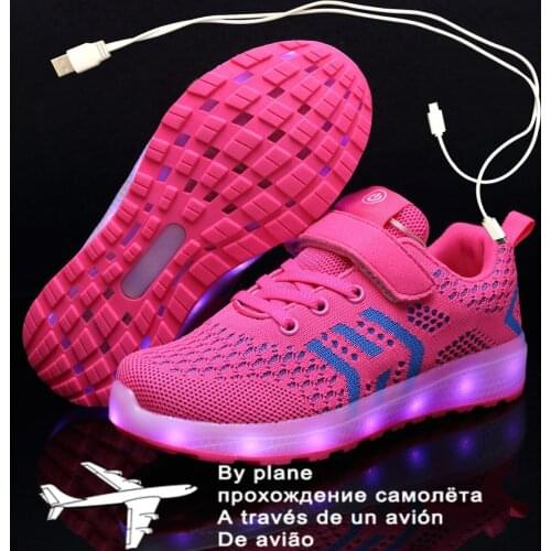 Size 25-37 LED shoes for Kids Boys Girls /USB Charging Luminous Sneakers with Lighted sole Children Shoes with Lights Backlight