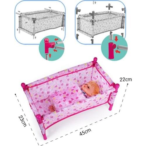 Simulation Baby Toddler Crib Bed ABS Plastic Furniture for 9-12" Reborn Doll