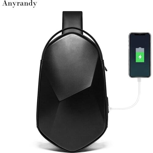 Fashion Chest Bag Usb Charge Mens Sling Shell Bag Casual Business Shoulder Bag Waterproof Cross Body Bags Men
