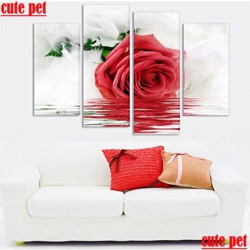 4PCS diamond art kit Rose flower diamond painting DIY full diamond home walldecorative art embroidery Mosaic rhinestone puzzle