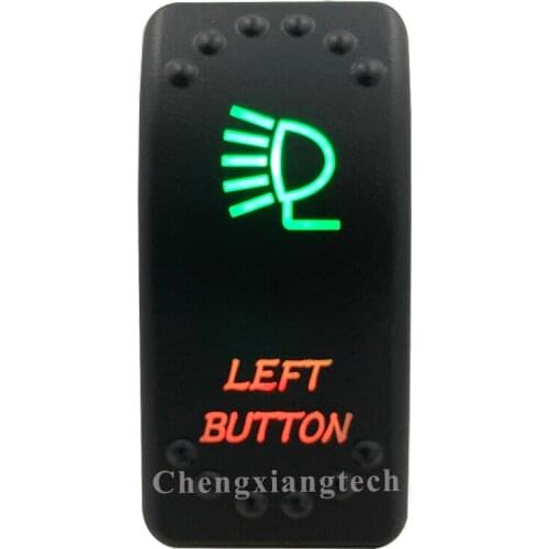 12v 24v, On Off, Up Green & Down Red Led Backlit - Left Button - Laser Rocker Switch for Car Boat Truck Bus Push Switch
