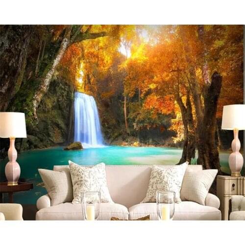 Beibehang Wallpaper Custom 3D HD Red Maple Forest Nature Photo Living Room Bedroom Wallpaper TV Background Wall Papel de parede
