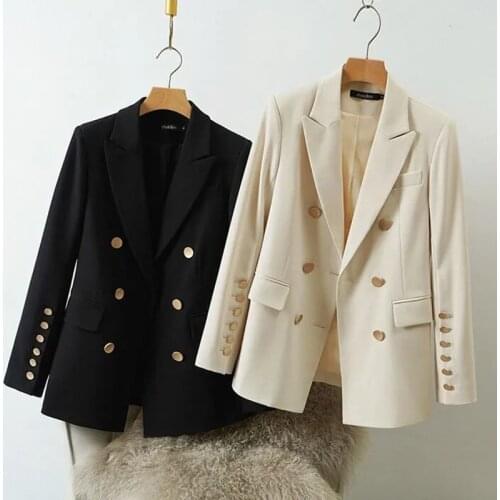 Autumn Spring Outwear Women New Korean elegant Blazer Female Casual Double breasted Plus Size Loose Suit Jacket Ladies Overwear