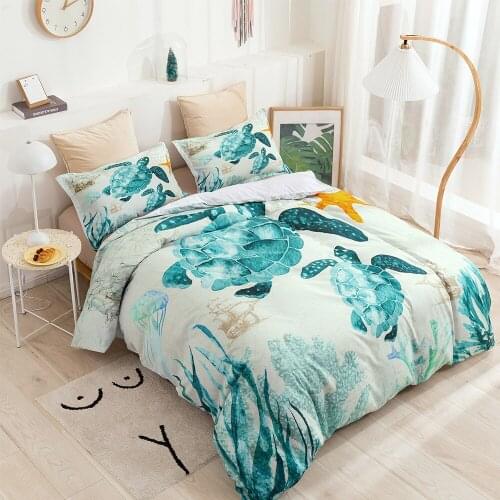 Autumn And Winter Sea Animals Turtle Pictures Bedding Duvet Cover Pillowcase Single Twin Double Queen King Adult Children