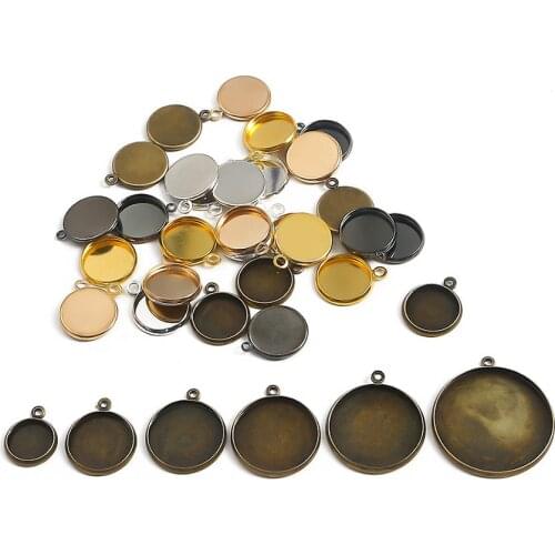 10 pcs/lot 10-25mm Round Tray Bezel Blank Cabochon Base Setting Supplies For Jewelry Making Finding Bracelet Pendant Accessories