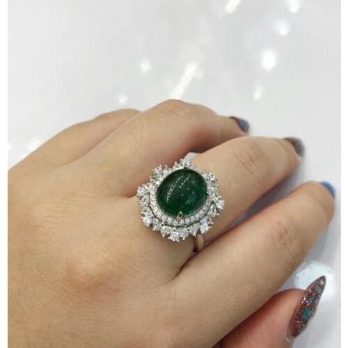 Luxurious 925 Sterling silver jewelry green gem-stone Ring romantic AAA CZ zircon crystal ring for women birthday party jewelry