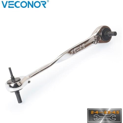 VECONOR Double Head Hex Wrench Chrome Vanadium Ratchet Allen Key 4 in 1 Ratcheting Spanner Metric 2-4.5mm 2-4-2.5-4.5 mm