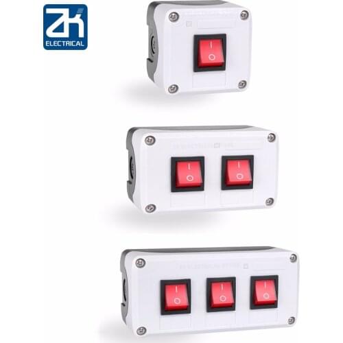Rocker switch button box RK1-01 rocker power switch button 16A250V self-locking indicator electrical box