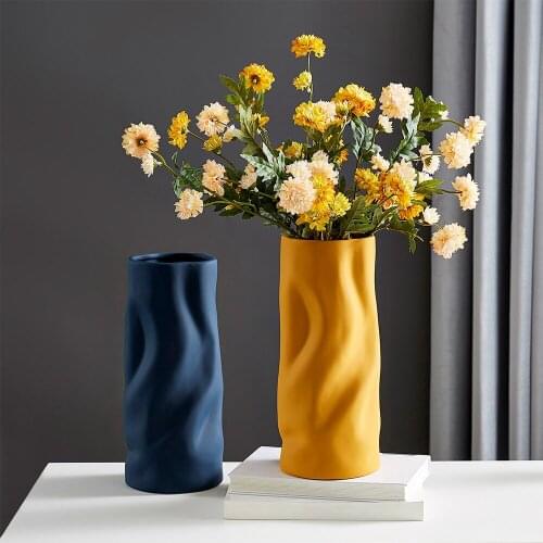 Threaded Ceramic Vase Morandi Solid Color Decoration Household Vase Modern Home Decor Living Room Bedroom Countertop Vase Gifts