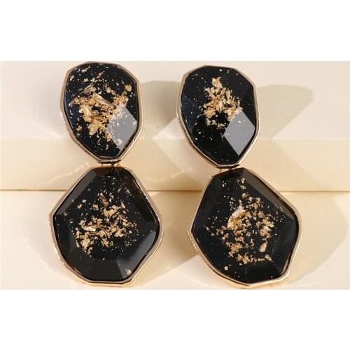 JUJIA Vintage Acrylic Earrings Resin Irregular Geometric Big Statement Drop Earrings For Women Bohemian Jewelry Brincos