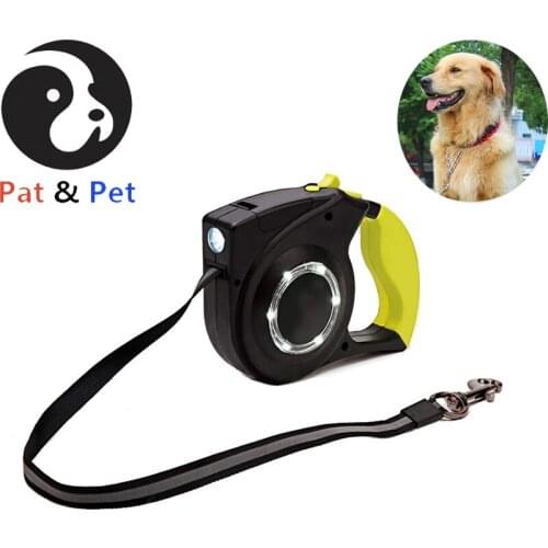 LED Retractable Dog Leash with Light, Safe Pet Traction Nylon Rope Hand Grid Lock Button to Brake Training Walking Lead For Pet