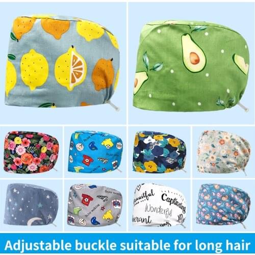 High Quality 100%Cotton unisex scrubs Cap Clearance house work hats with Sweatband scrubs caps long hair health service work Hat