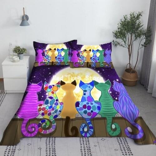 High Quality Luxury 3D Flat Sheet with Pilowcase Set Cute Cat Dog Pets Pattern Printed Sheet Bedroom Decor Home Textile Dropship