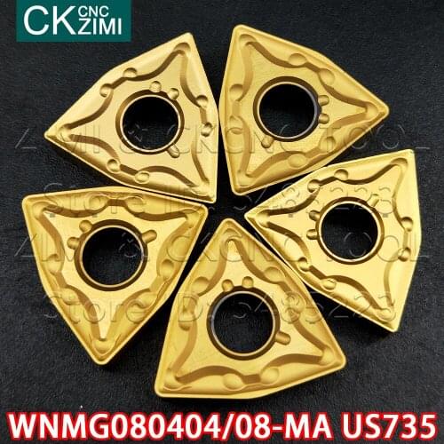WNMG080404-MA US735 WNMG080408-MA US735 carbide inserts cutting wood turning blade tools CNC Metal lathe holder WNMG for steel