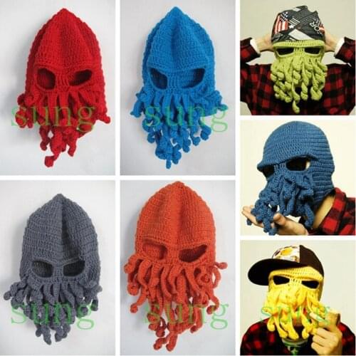 Funny performance hat Yarn handmade octopods hat shapeshift wigs gift Wig Beard Hats Hobo Mad Handmade Knit Warm Winter hat